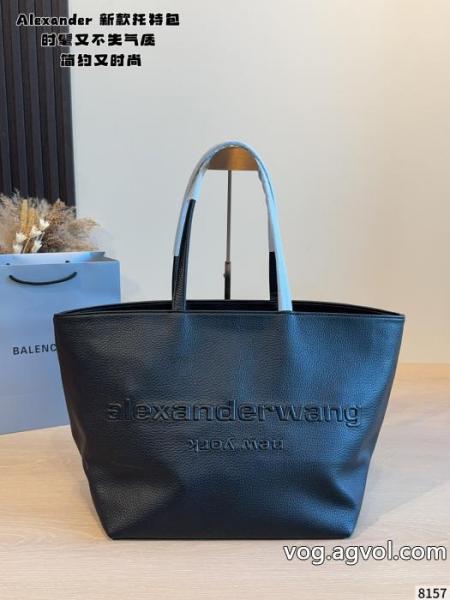 Alexander Wang PunchトートバッグLサイズ、黒プリーツ牛革 0 